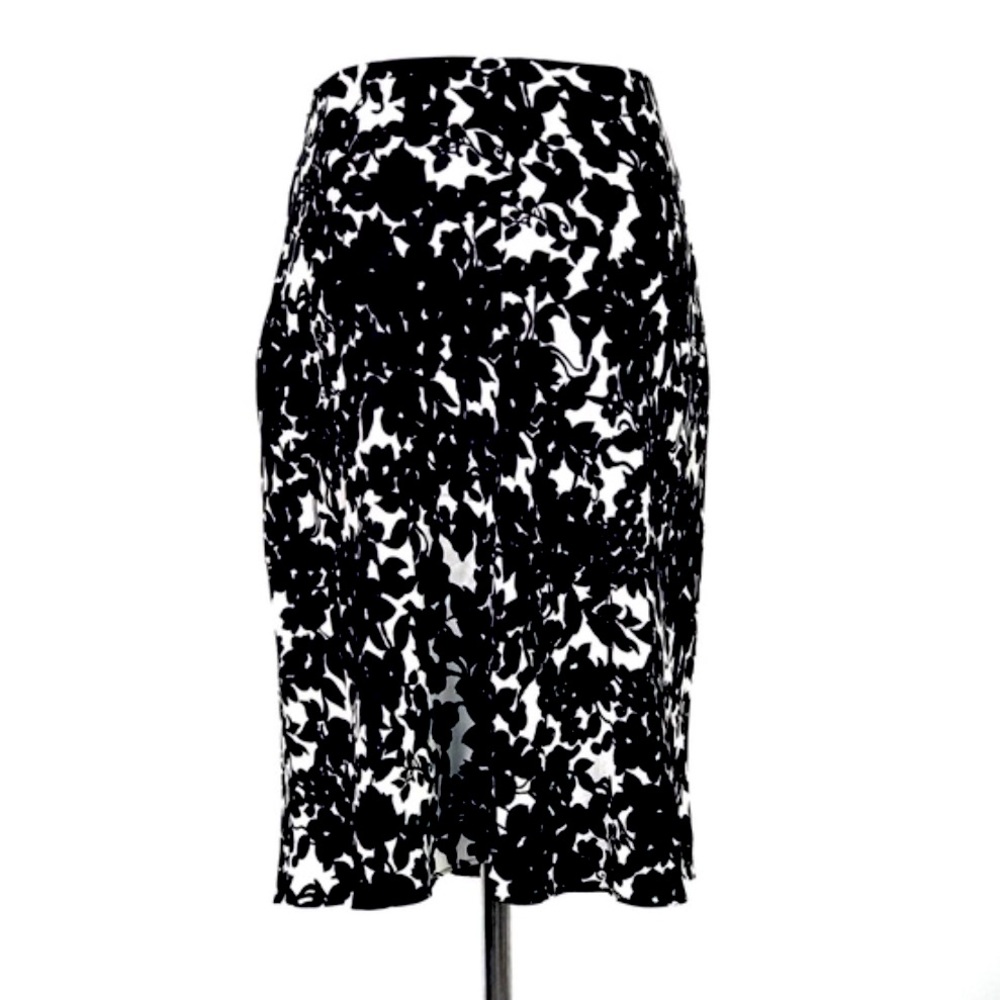 Lauren Ralph Classic Silk Skirt Black/White 12